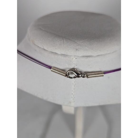 Dichroic pendant neckwire is 18" long pendant is 11/4" x 1 3/8" - Picture 3 of 8